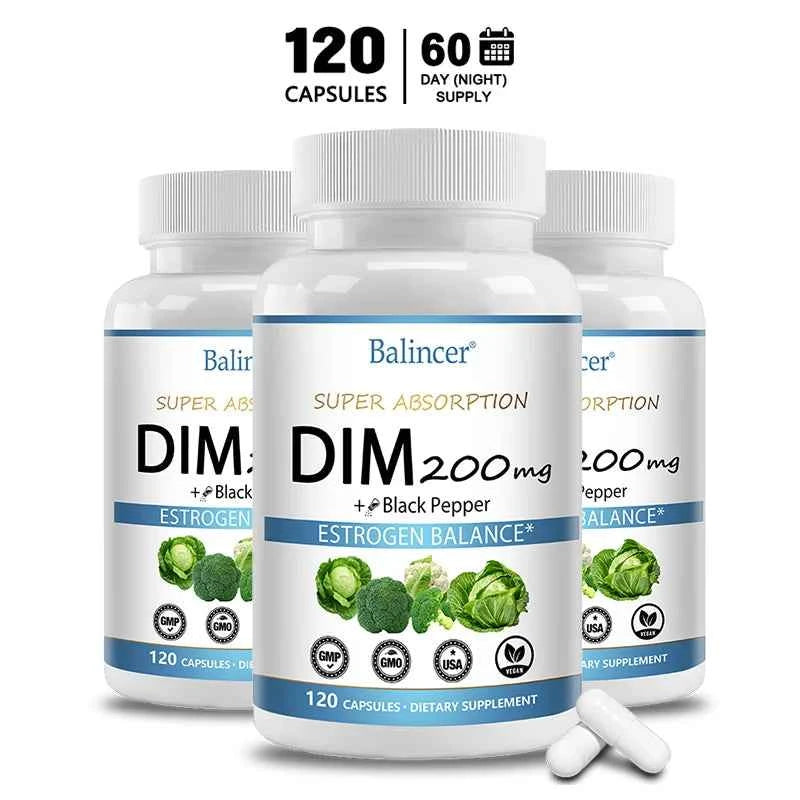 DIM Supplement 250mg with Piperine 5mg - Hormone Balance, Menopause Relief & Metabolism Support, Healthy Weight Management