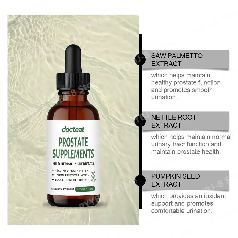 Docteat 60ml Saw Palmetto Drops Supplement Contain Mild Pumpkin Seed and Stinging Nettle Extract Support Urinary System Health Healthy supplements