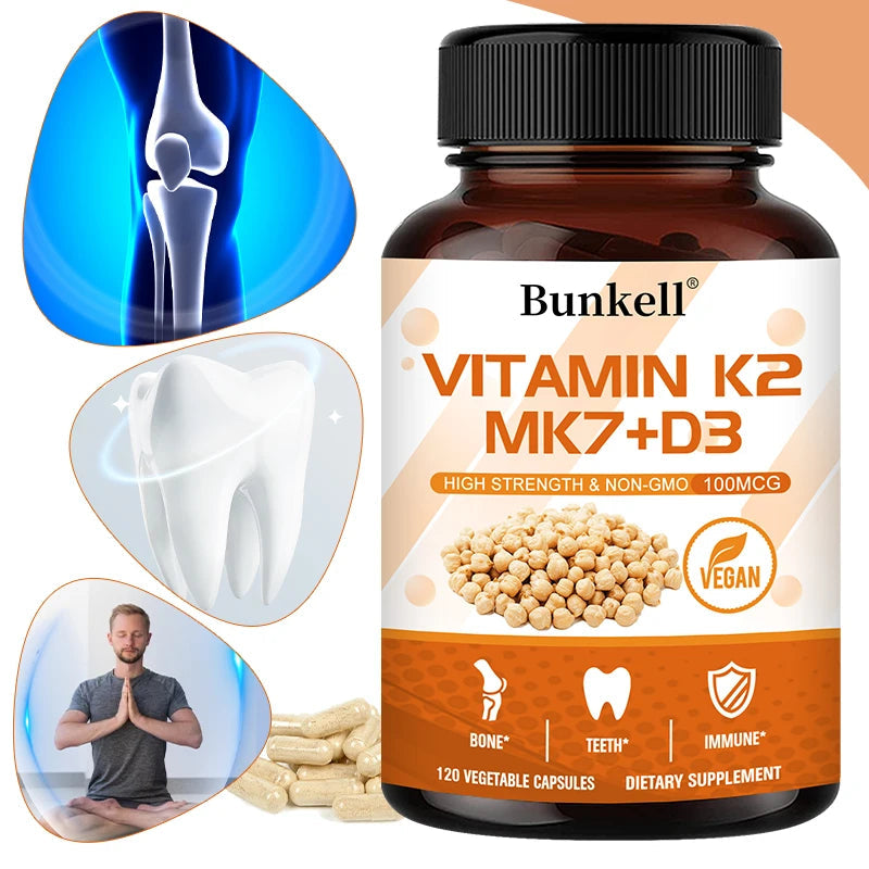 Bunkell Vitamin D3 + K2 Supplement Supports Bone and Dental Health and Enhances Immunity for Men & Women Healthy supplements