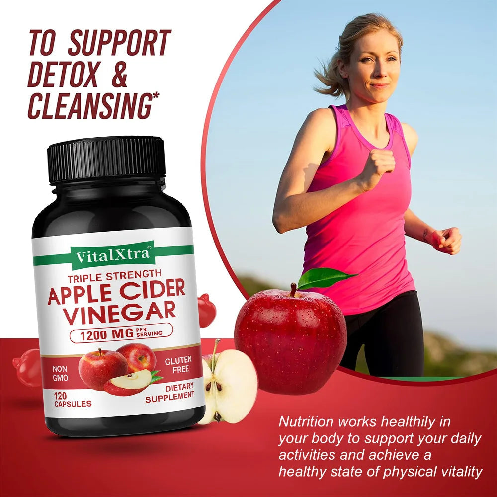 Apple Cider Vinegar Supplement - Promote Metabolism and Digestion, Detox, Gut and Immune Health, 120 Vegan Capsules Healthy supplements