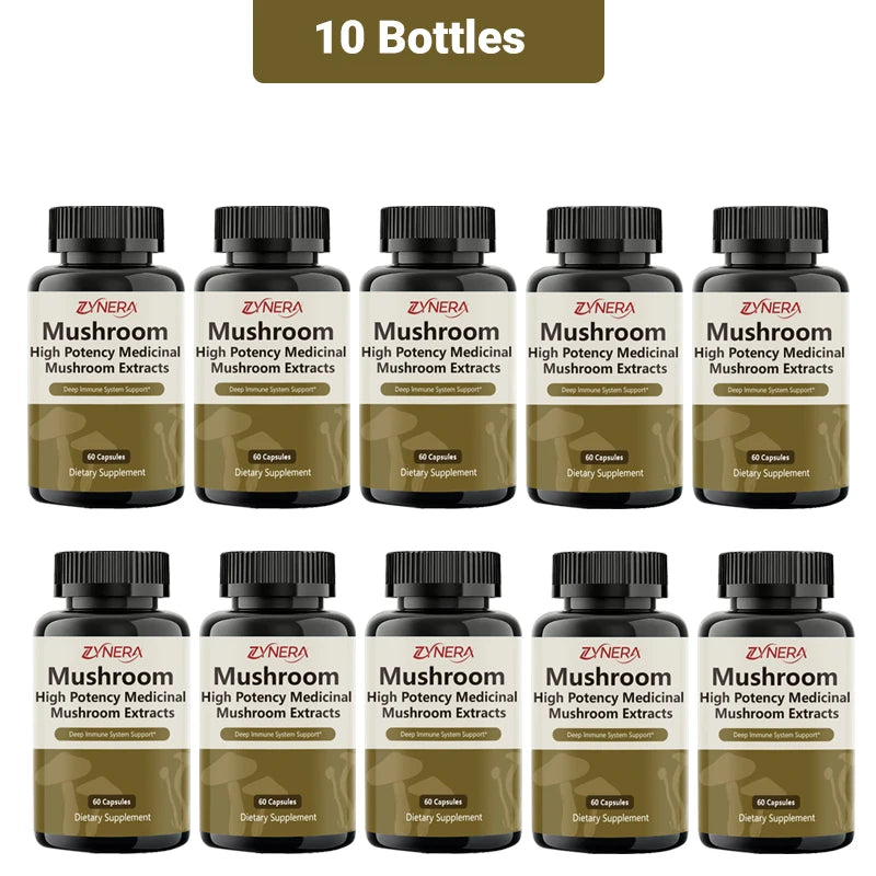Mushroom Complex Capsules Supplement Support Immunity and Focus Health Boost Memory Protect Brain Nerves for men women stressful Healthy supplements