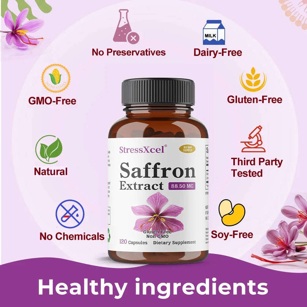 Saffron Extract Capsules, Antioxidant Daily Wellness Supplement, Improve Eye Health, Promotes Blood Circulation & Metabolism Healthy supplements