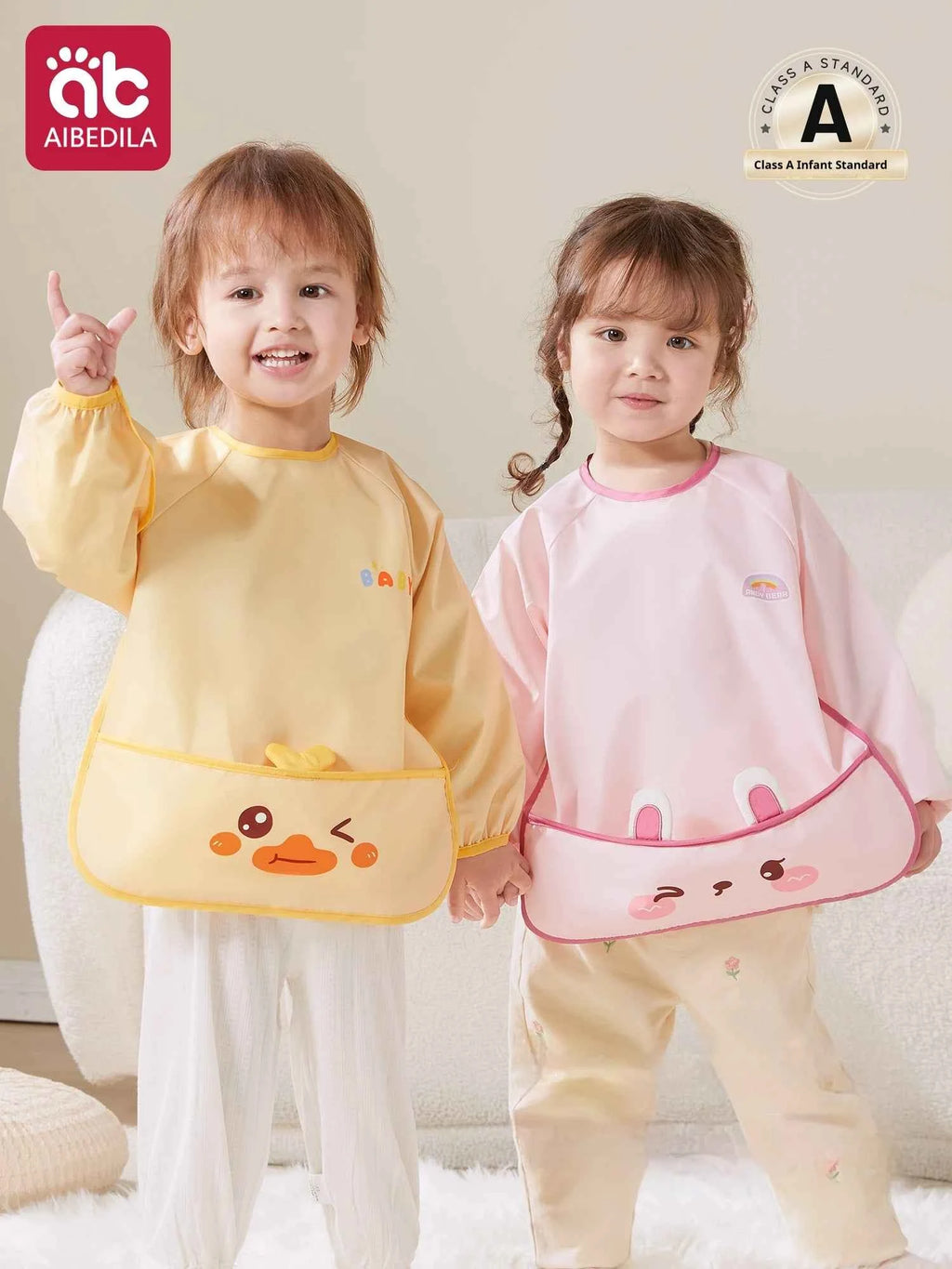 AIBEDILA Baby Eating Overalls Waterproof Children's Bibs Anti-Dressing Aprons Male Treasure Female Baby Food Supplement