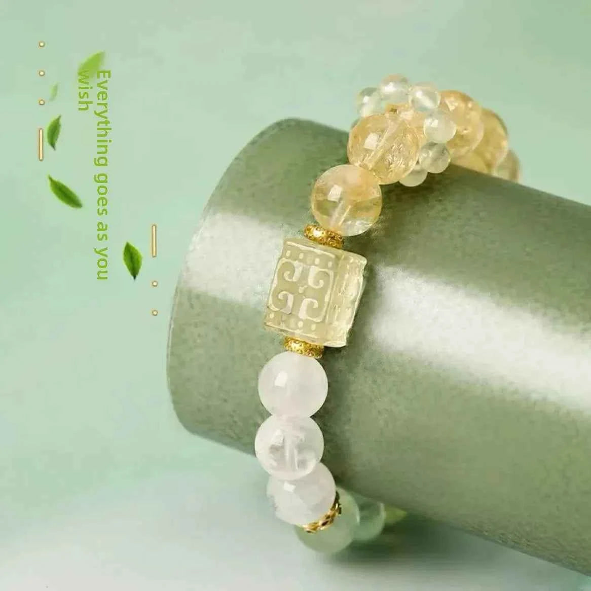 Natural Yellow Asai Gold and Yutang Rich Household Bracelet Female Zakilam Lack of Five Elements Supplement Gold Wood HandString