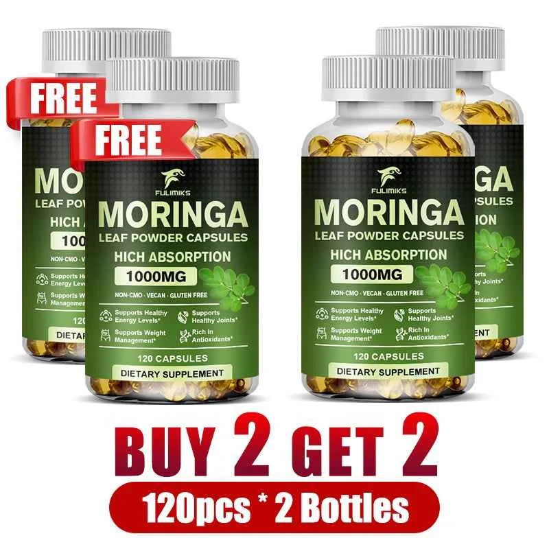 Buy 2 Get 2 Free! Pure Moringa Leaf Powder Supplement Energy, Metabolism and Immune Support,Weight Management, Non-GMO