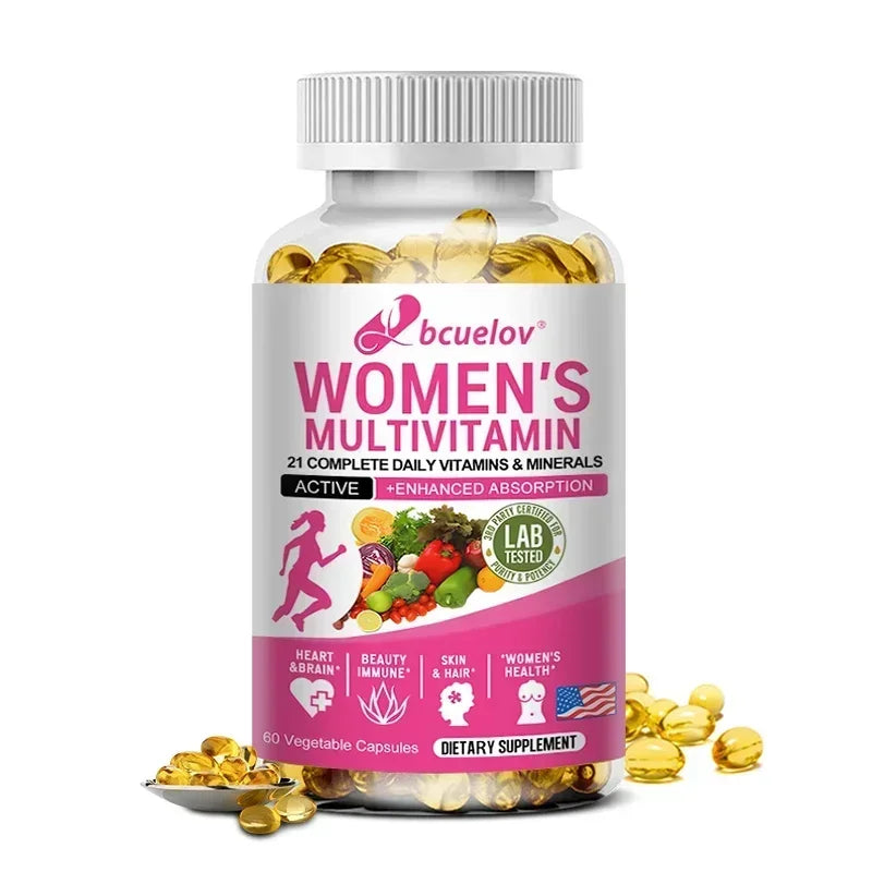 Daily Multivitamin for Women Capsules - Multivitamin and Multimineral Supplement for Skin Hair Health Energy Immune Support Healthy supplements