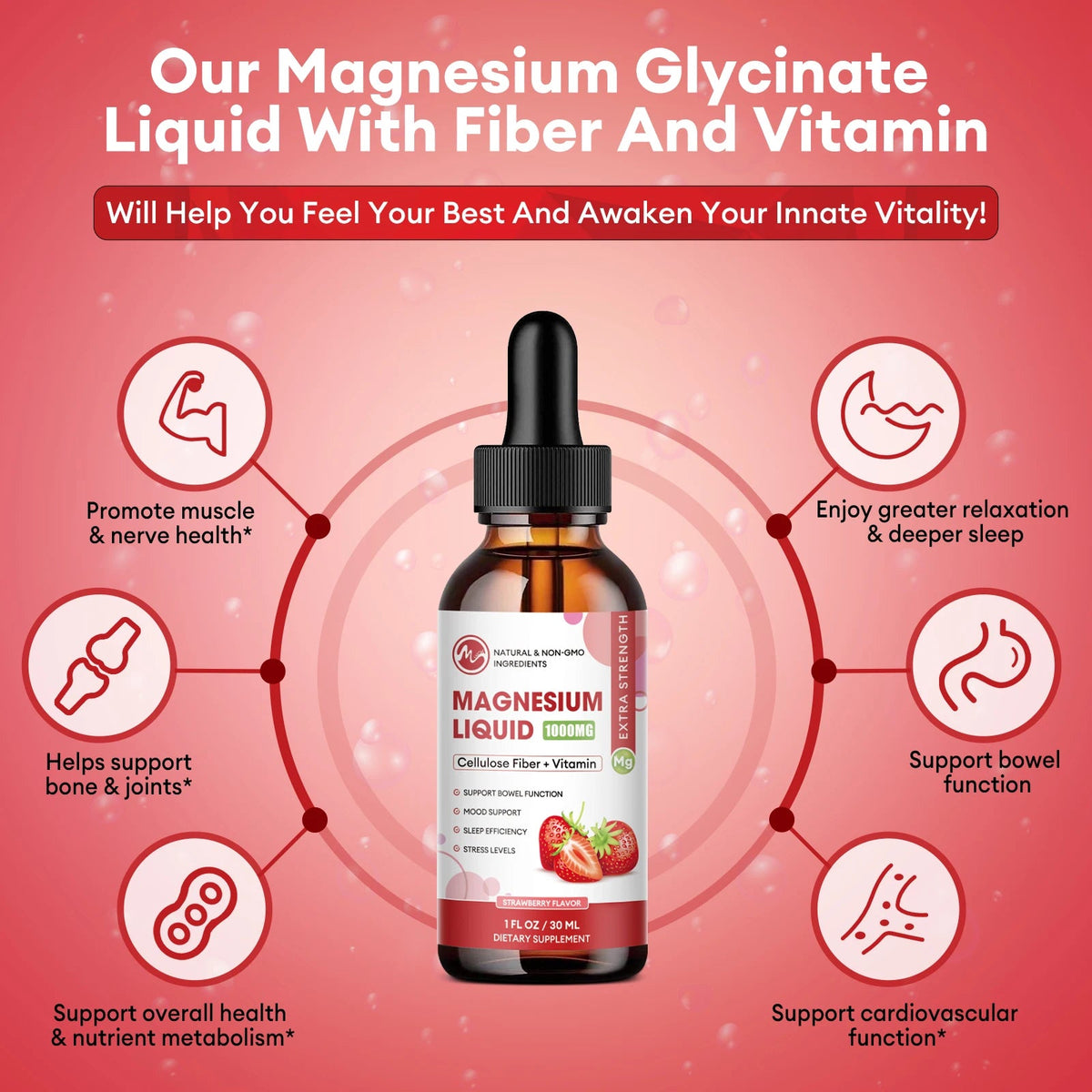 MINCH Magnesium Glycinate Liquid Drop,Sleep Support Vegan Non-GMO Support Bone & joints Health Promote Muscle & Nerve Health Healthy supplements