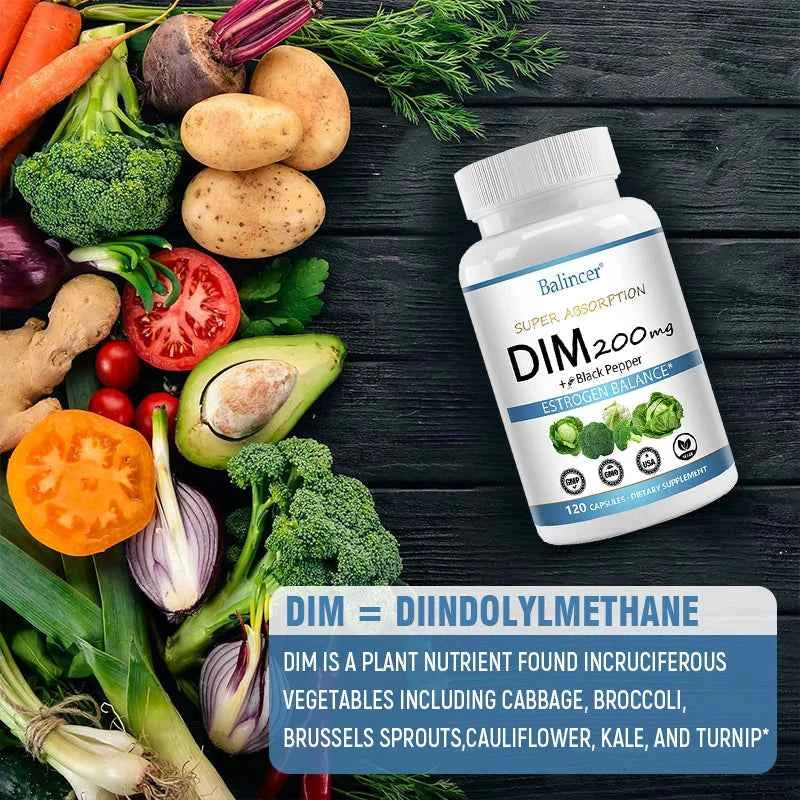DIM Supplement 250mg with Piperine 5mg - Hormone Balance, Menopause Relief & Metabolism Support, Healthy Weight Management