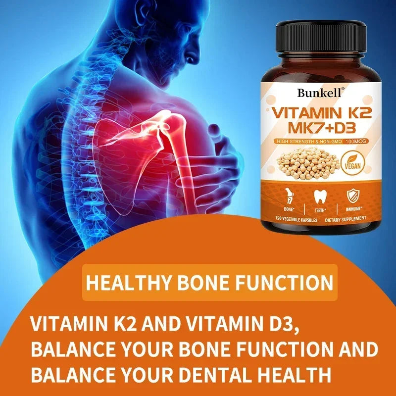Vitamin K2 MK7 and Vitamin D3 Supplement Capsules, Support Bone Immunity, and Heart Health, Promote Calcium Absorption Healthy supplements