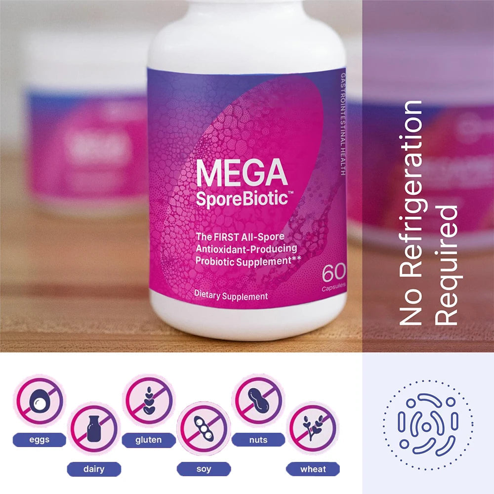 MegaSporeBiotic Probiotics Capsule for Digestive & Gut Health - Mens & Womens Probiotic Nutritional Supplements with Spore-Based Healthy supplements