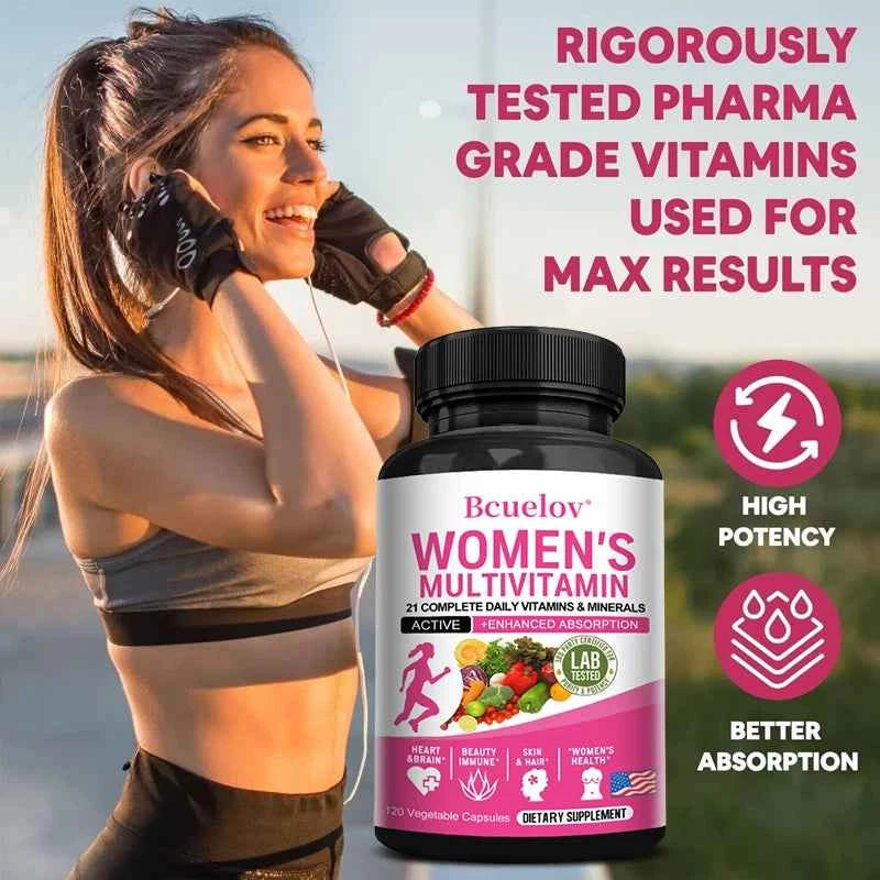 Women's Multivitamin Supplement Capsules - for Joints, Hair, Skin, Nails, Brain, Heart, Digestive and Immune Health