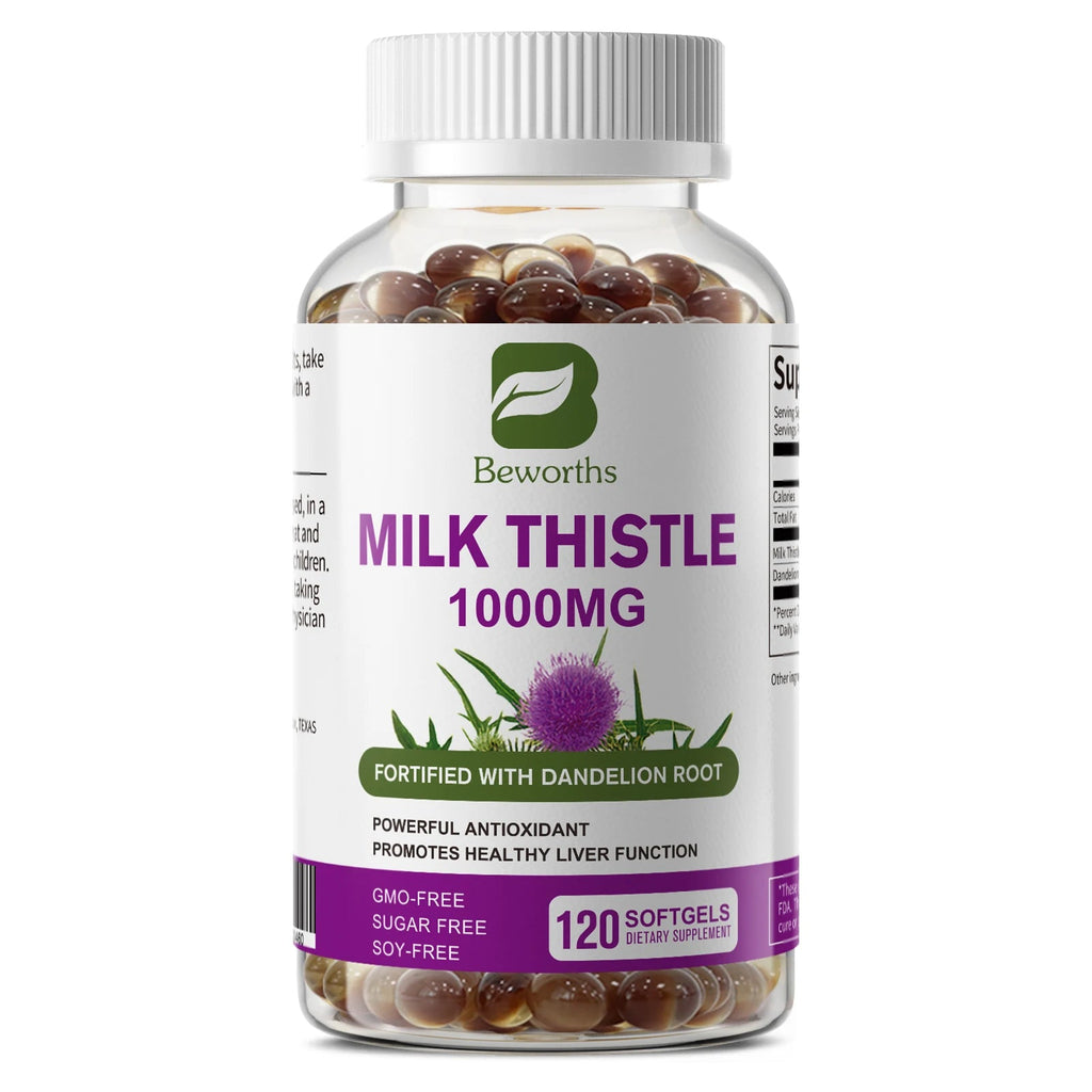 BEWORTHS Milk Thistle Extract Capsule for Liver Health Detox Liver Function Health Skin Care Gut Wellness Gluten Free Vegan Healthy supplements