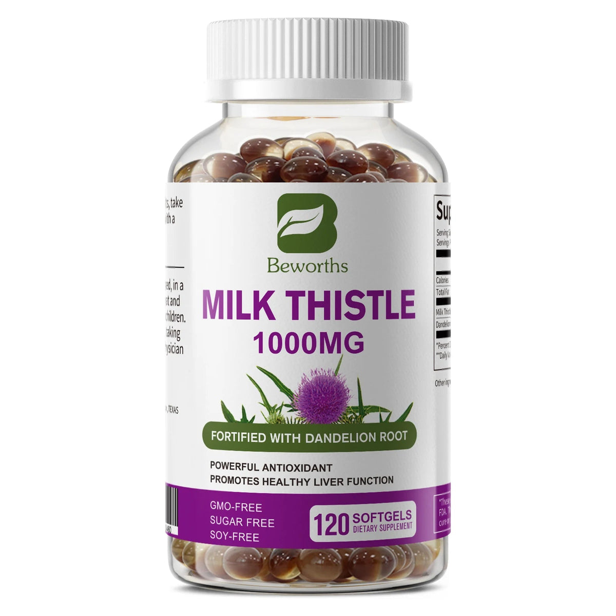 BEWORTHS Milk Thistle Extract Capsule for Liver Health Detox Liver Function Health Skin Care Gut Wellness Gluten Free Vegan Healthy supplements