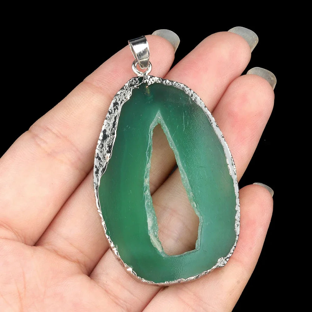 Natural Stone Onyx Pendant Gold Plated Slice Agate Onyx for Trendy Jewelry Making Diy Women Necklace Earring Supply Healthy supplements