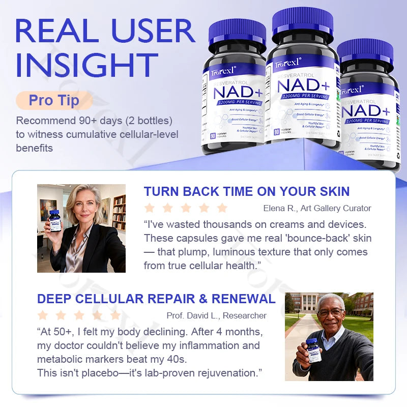NAD + Resveratrol Supplement NAD Plus Boosting - Supports Cellular Energy, Anti-aging, Metabolism, Skin Health Healthy supplements