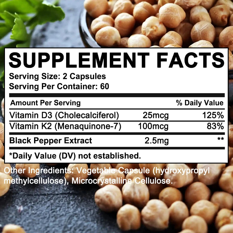 Bunkell Vitamin D3 + K2 Supplement Supports Bone and Dental Health and Enhances Immunity for Men & Women Healthy supplements