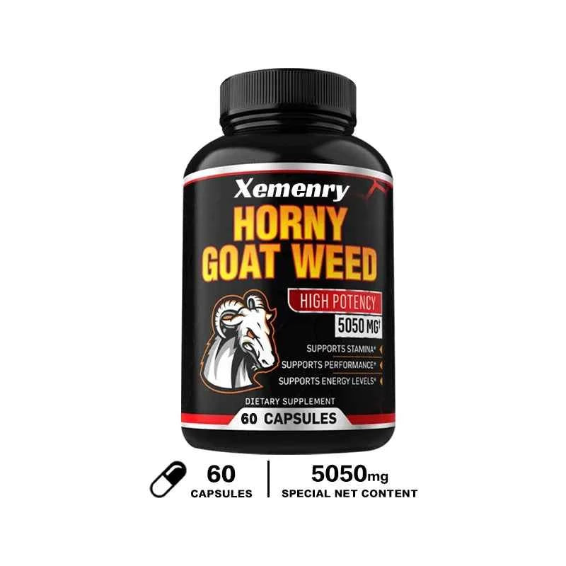 Men's Horny Goat Weed Capsules 5050 mg Formula Contains Black Pepper Extract