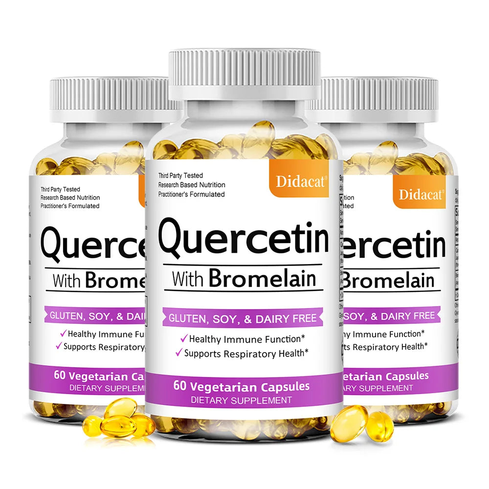 Quercetin with Bromelain Supplement, Enhance Immunity Respiratory, Antioxidant and Help Maintain Cardiovascular Health Healthy supplements
