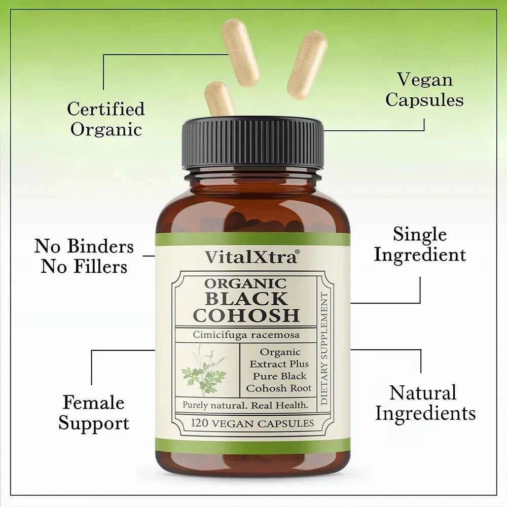 Black Cohosh Supplement, Female Herbal Support, Relieves Menopausal Hot Flashes and Night Sweats, and Improves Sleep Quality