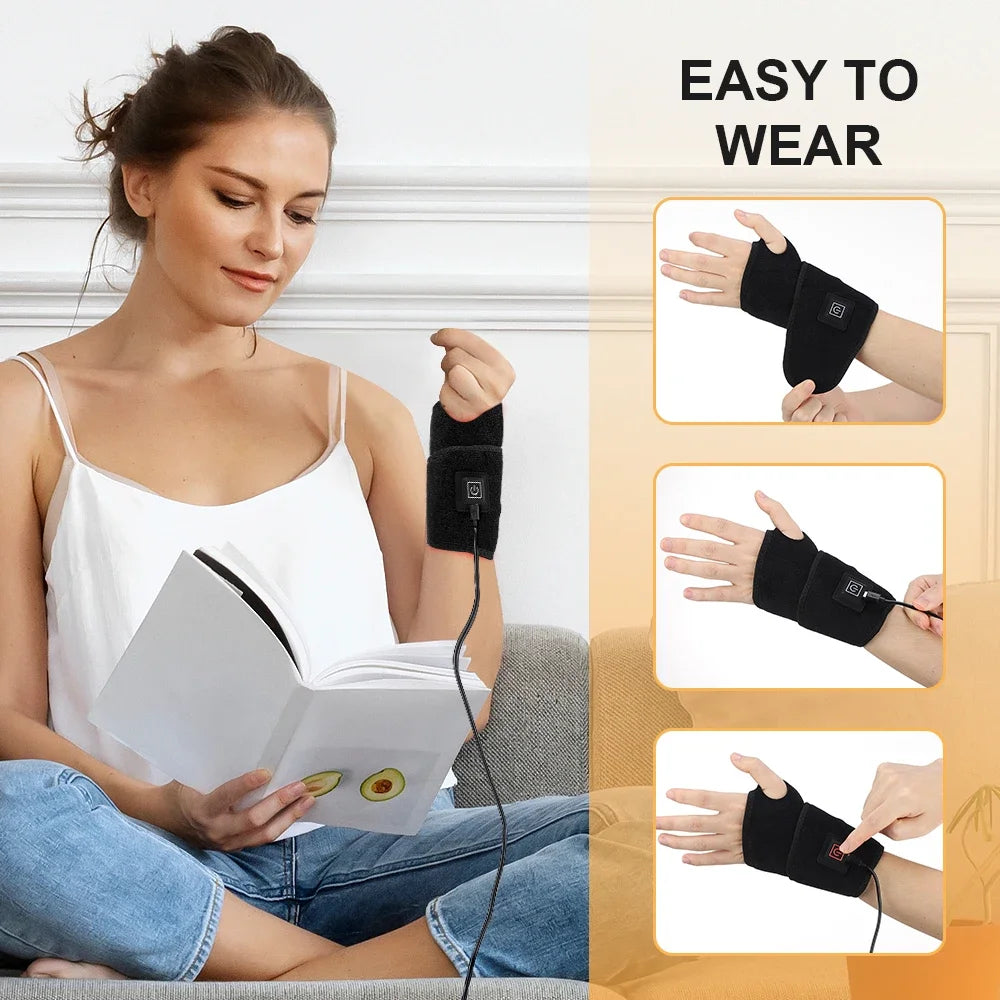 Infrared Wrist Guard Black Protective Gear Universal Left and Right 3 Levels Red Light Adjustment USB Plug Hand Joint Protection Healthy supplements