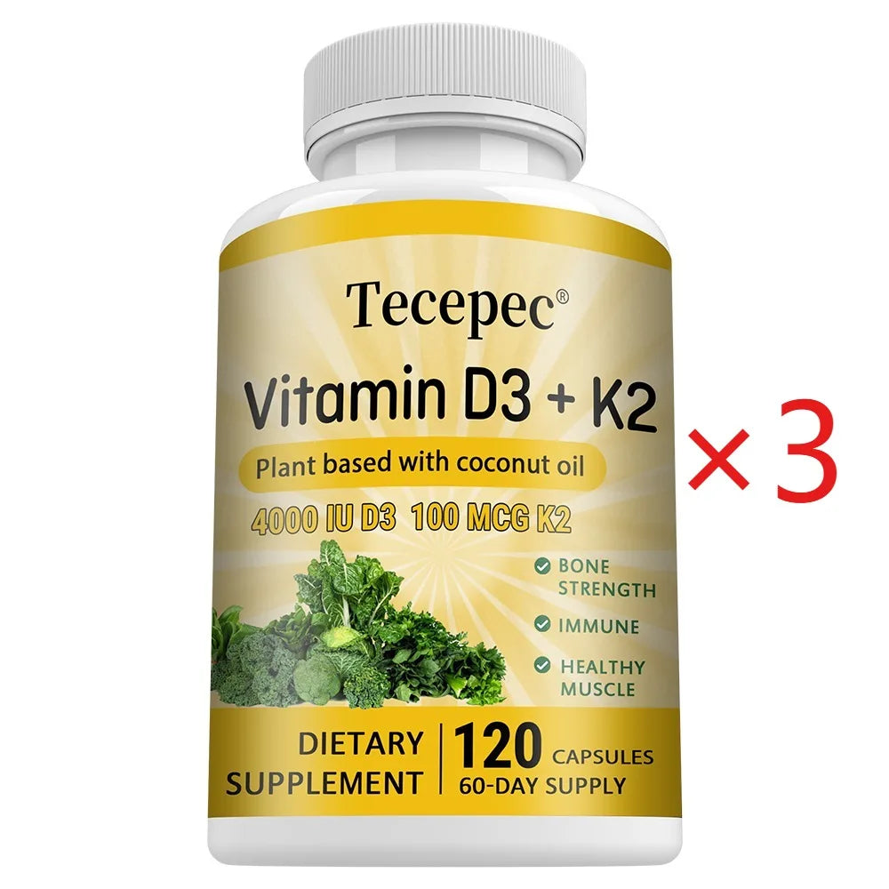 Vitamin D3 + K2, Supports Bone, Teeth, Digestion, Immune & Heart Health, Non-GMO, Dietary Supplement, 120 Capsules Healthy supplements