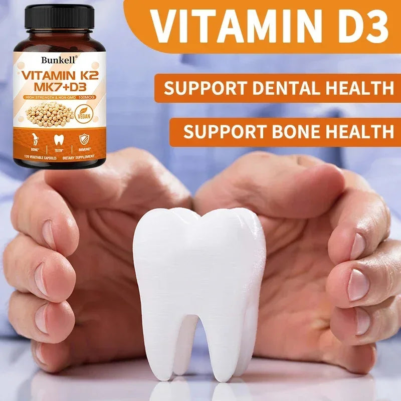 Vitamin K2 MK7 and Vitamin D3 Supplement Capsules, Support Bone Immunity, and Heart Health, Promote Calcium Absorption Healthy supplements
