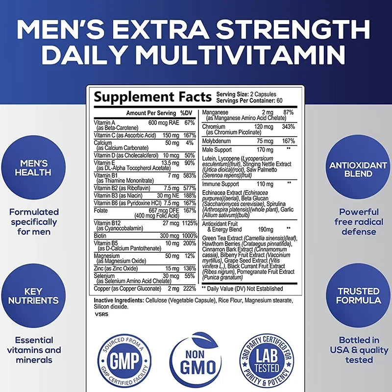 Men's Multivitamin Supplement - Enhance Immunity, Boost Energy and Endurance, Promote Overall Health Healthy supplements
