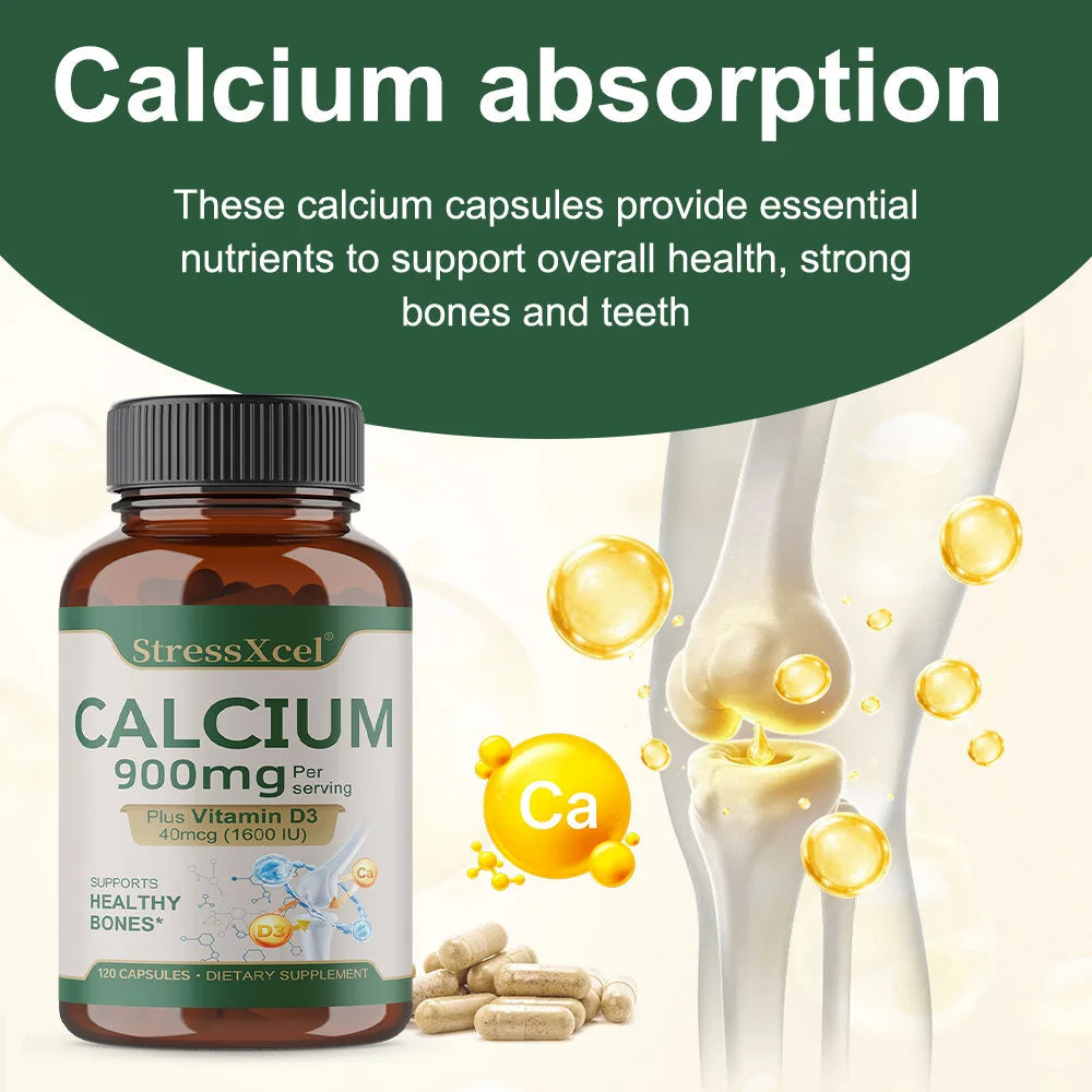 Bone Health and Joint Support Capsules with Calcium, Vitamin D3, Dietary Supplements for Women and Men, Gluten-Free Healthy supplements