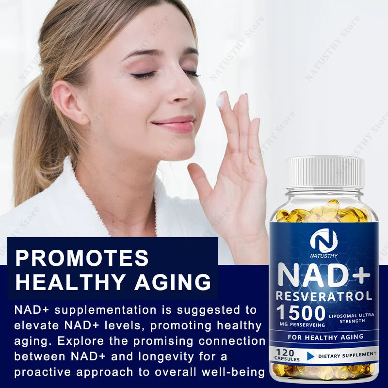 NAD Capsules Supplements - With Trans-Resveratrol, Natural Energy, Anti-aging & Cellular Health, Strengthens The Immune System Healthy supplements