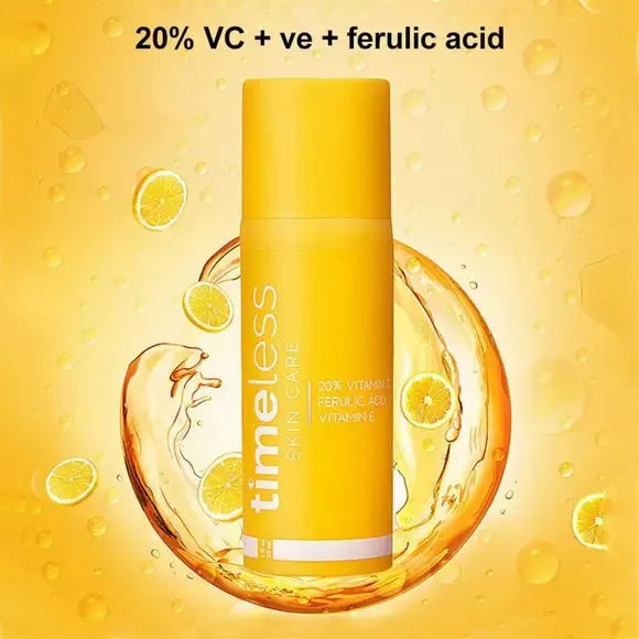 Timeless 20% Vitamin C Serum with Ferulic Acid & Vitamin E, Hydrating & Firming Face Serum, 30ml Antioxidant Skin Care Healthy supplements