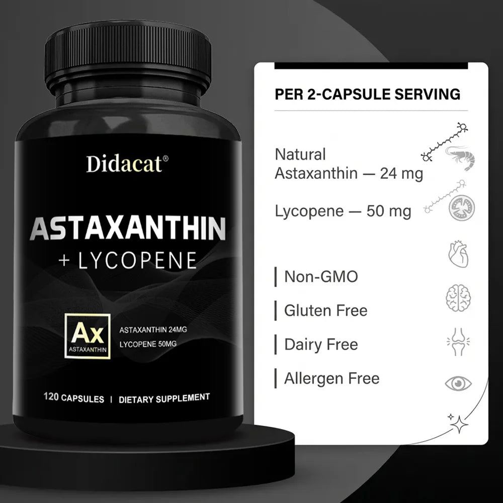 Astaxanthin Supplement for Men and Women | From Haematococcus Pluvialis Microalgae for Eye & Skin Health Support Healthy supplements