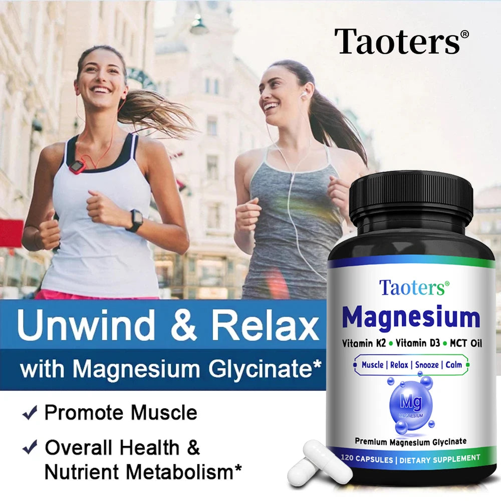 Magnesium Glycinate Capsules - Vitamin K2, D3, Support Bone Joint Wellness, Muscle Recovery, Nerve Mood Balance & Sleep Quality Healthy supplements