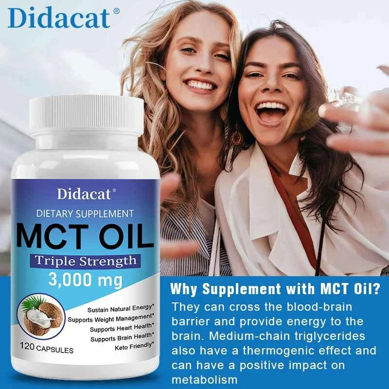 MCT Oil Dietary Supplement, Help Weight Management, Supports Energy, Ketogenesis and Brain Health, Ketogenic Friendly