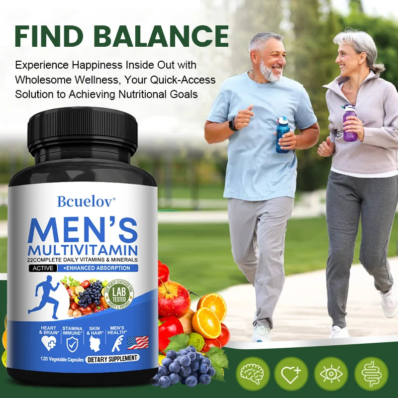 Men's Daily Multivitamin – 22 Vitamins & Minerals, Vegan Dietary Supplement for Energy Immunity Digestion Skin & Overall Health Healthy supplements