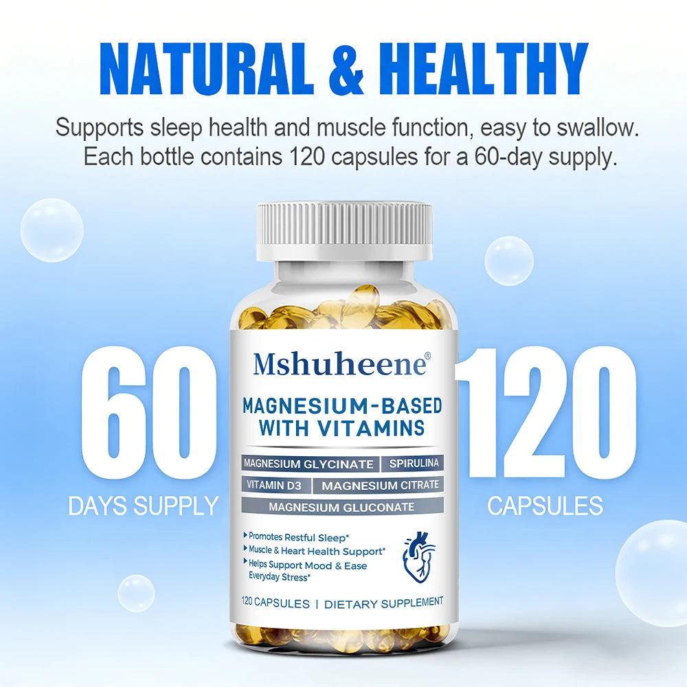 Magnesium 800mg Vitamin D3 Capsules, High Absorption, Supports Sleep, Muscle Recovery, Bone, Heart & Immune Health for Men Women Healthy supplements