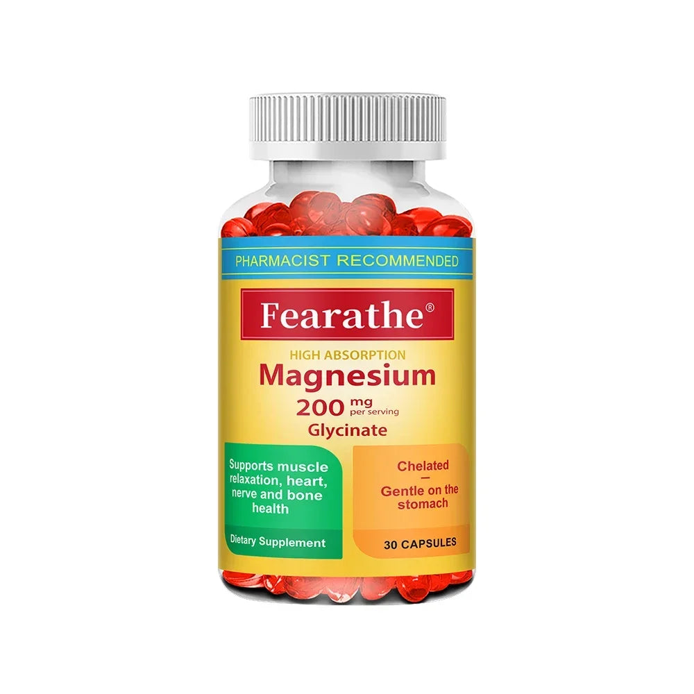 200 Mg Magnesium Glycinate Capsules To Improve Sleep Quality, Support Joint and Bone Marrow Health, and Boost The Immune System Healthy supplements
