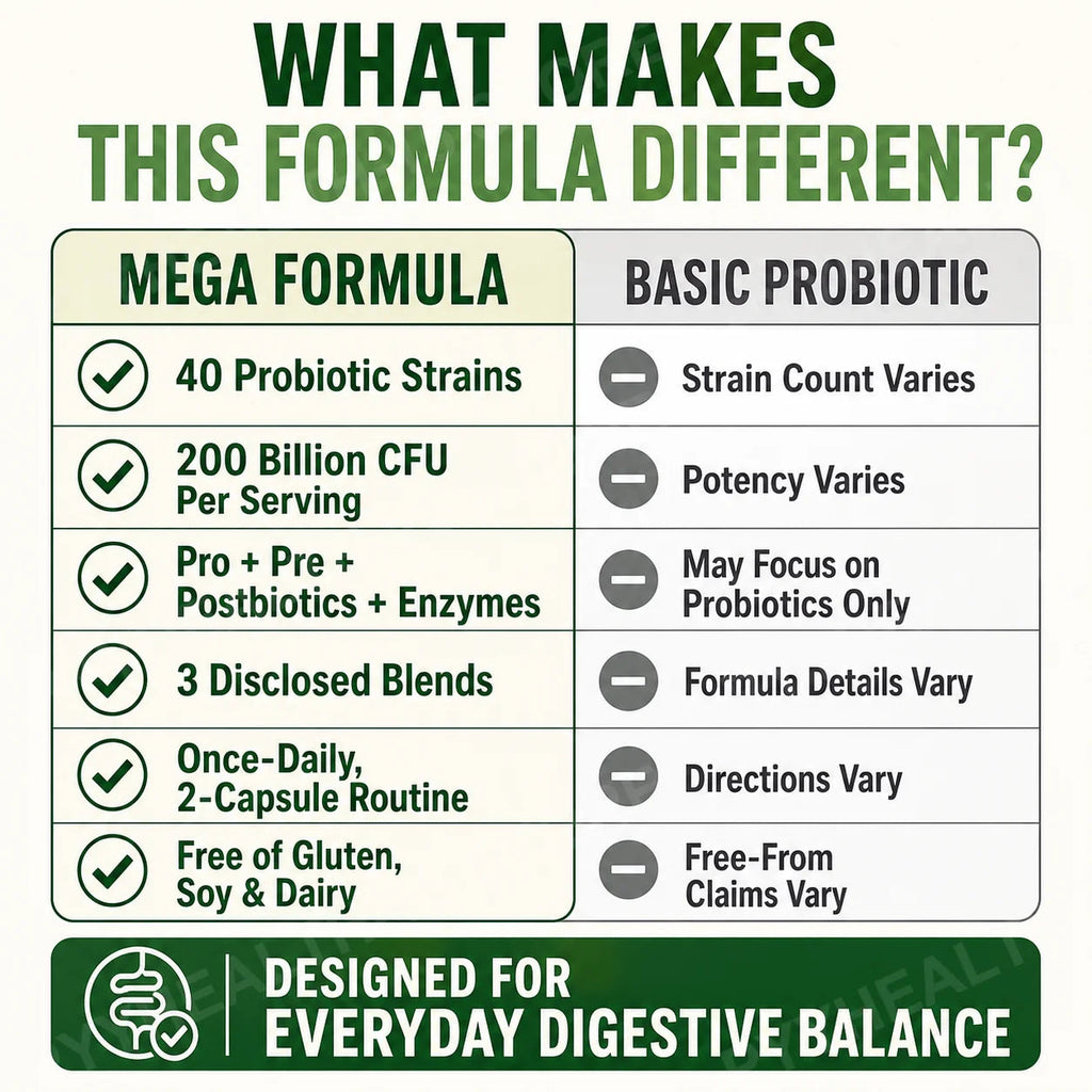 Probiotics Capsules 200 Billion CFU 40 Strains Prebiotics Digestive Enzymes Gut Health Supplement 120 Veg Capsules Men Women Healthy supplements