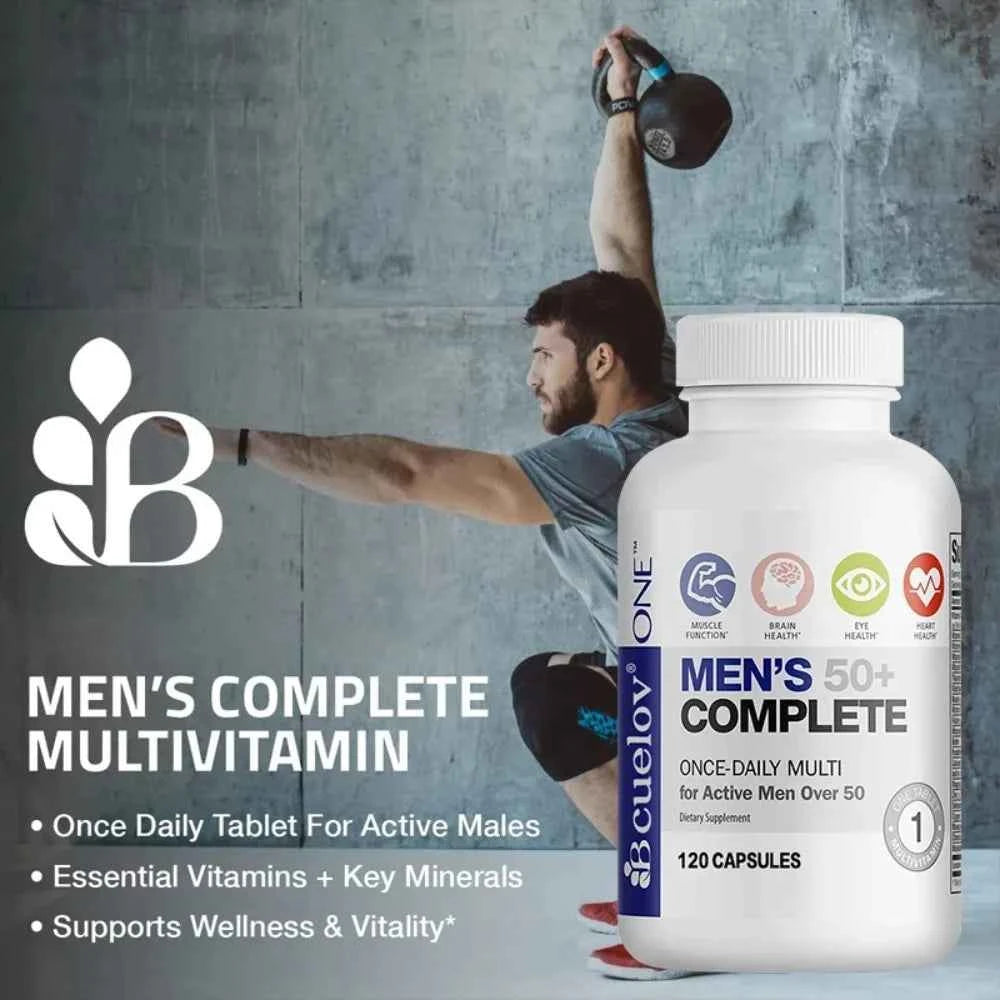 Men's Multivitamin for 50+ - High Potency Formula, for Brain, Eye & Heart Health, for Brain, Eye & Heart Health, 120 Capsules