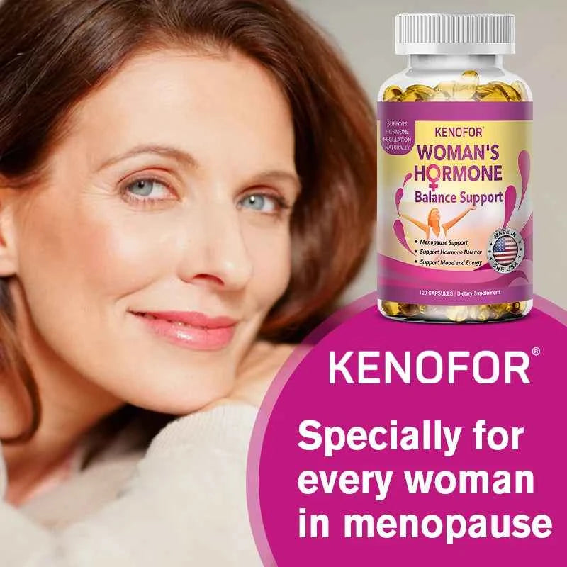 Kenofor Menopause Supplement for Women - Fights Night Sweats, Hot Flashes, Improves Mood - 120 Capsules, Non-GMO