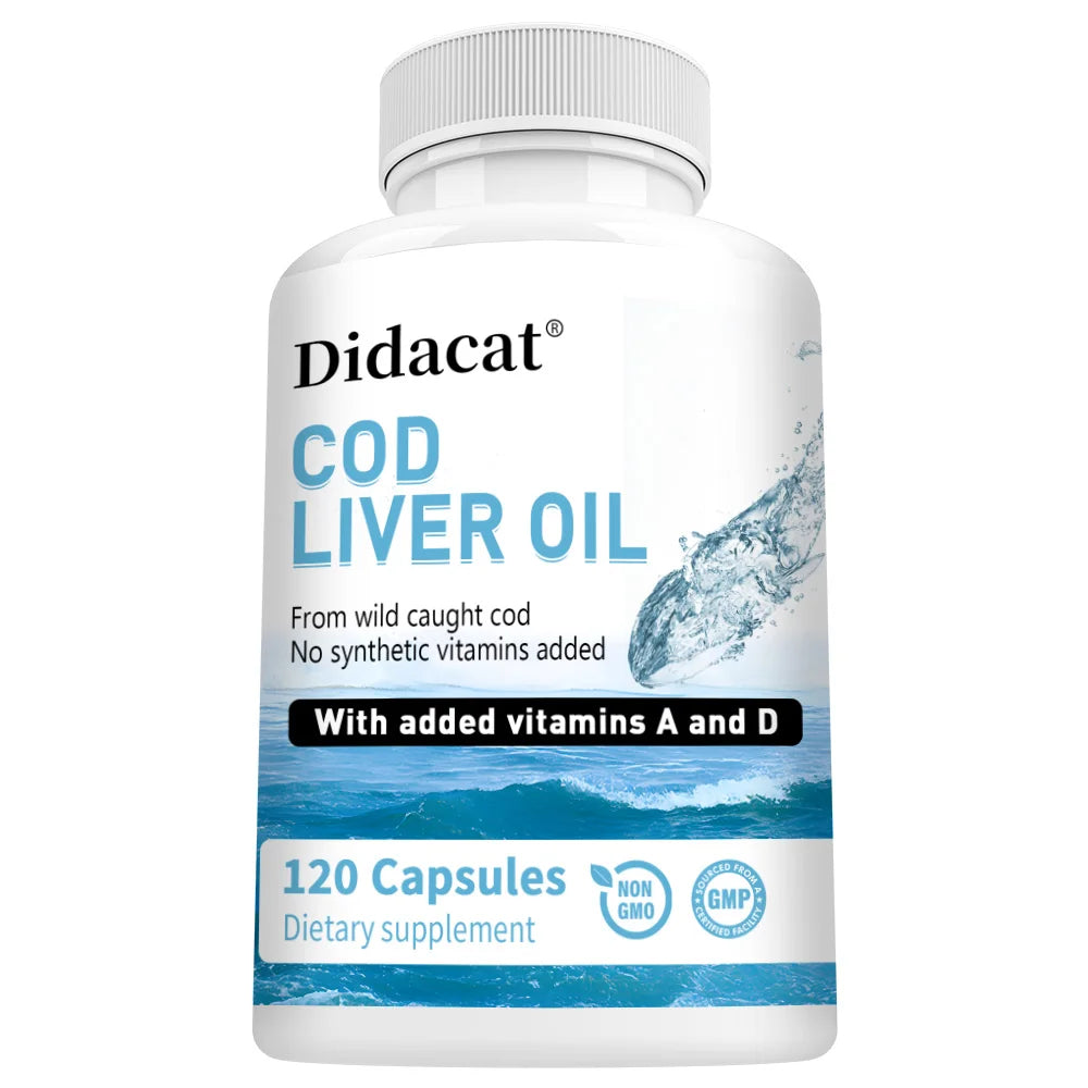 Cod Liver Oil Plus Vitamins A and D Dietary Supplement Softgels for Immune Health, Promoting Bone, Skin Health, Vision Support Healthy supplements