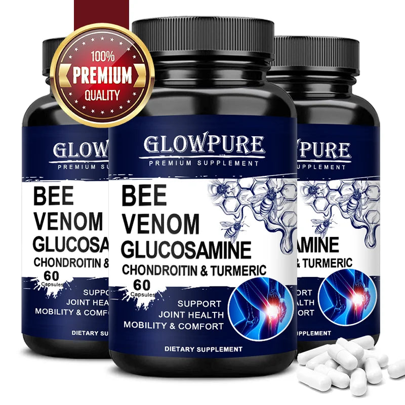 Glucosamine Chondroitin Capsules for Bone Joint Health and Mobility Comfort with Bee Venom Turmeric MSM Healthy supplements