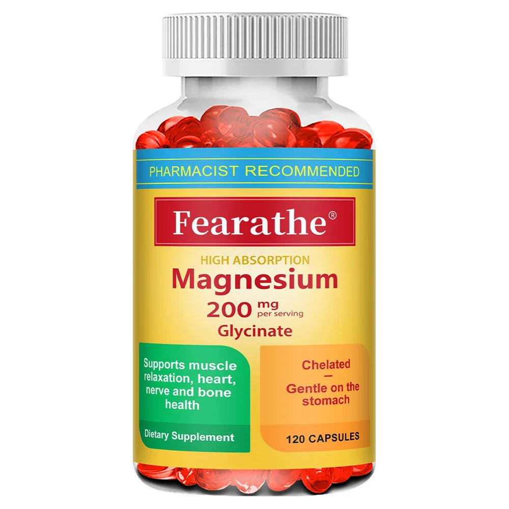 200 Mg Magnesium Glycinate Capsules To Improve Sleep Quality, Support Joint and Bone Marrow Health, and Boost The Immune System Healthy supplements
