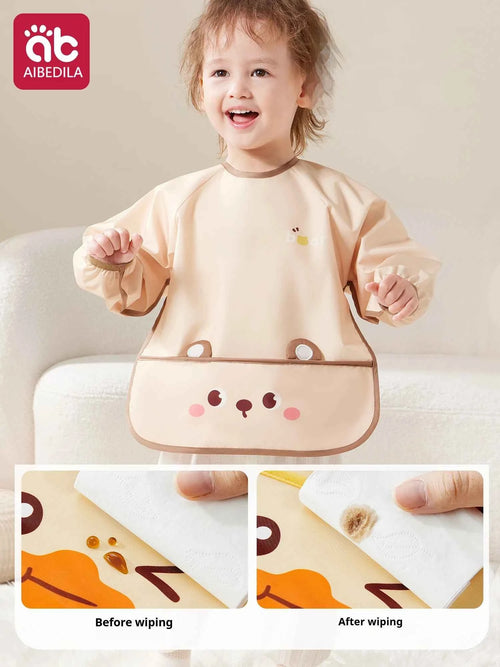 AIBEDILA Baby Eating Overalls Waterproof Children's Bibs Anti-Dressing Aprons Male Treasure Female Baby Food Supplement