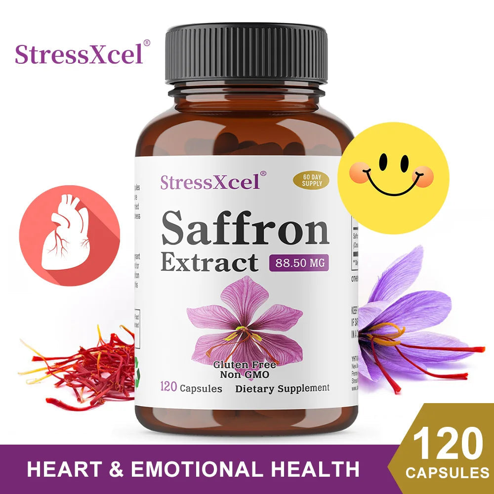 Saffron Extract Capsules, Antioxidant Daily Wellness Supplement, Improve Eye Health, Promotes Blood Circulation & Metabolism Healthy supplements