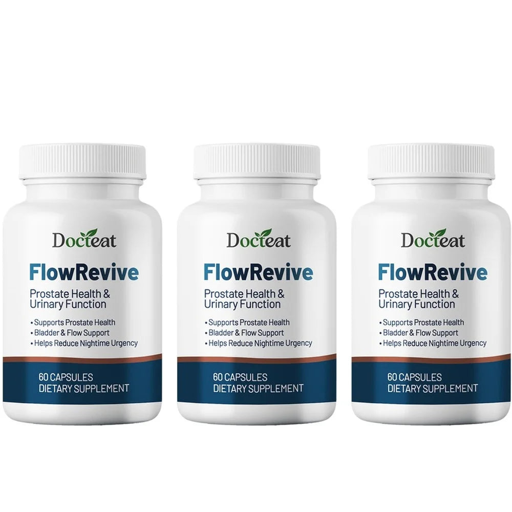 Docteat FlowRevive Men’s Saw Palmetto Prostate Health Supplement with Beta Sitosterol Pygeum Quercetin Curcumin 60 Capsules Healthy supplements