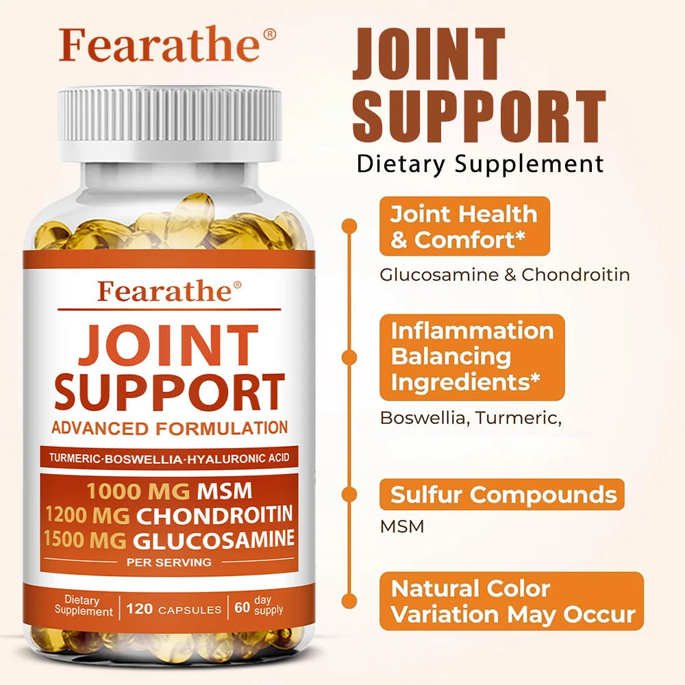 Joint Support - Glucosamine & Chondroitin & MSM,Joint Health Support, for Bone and Cartilage Health,120 Capsules Healthy supplements
