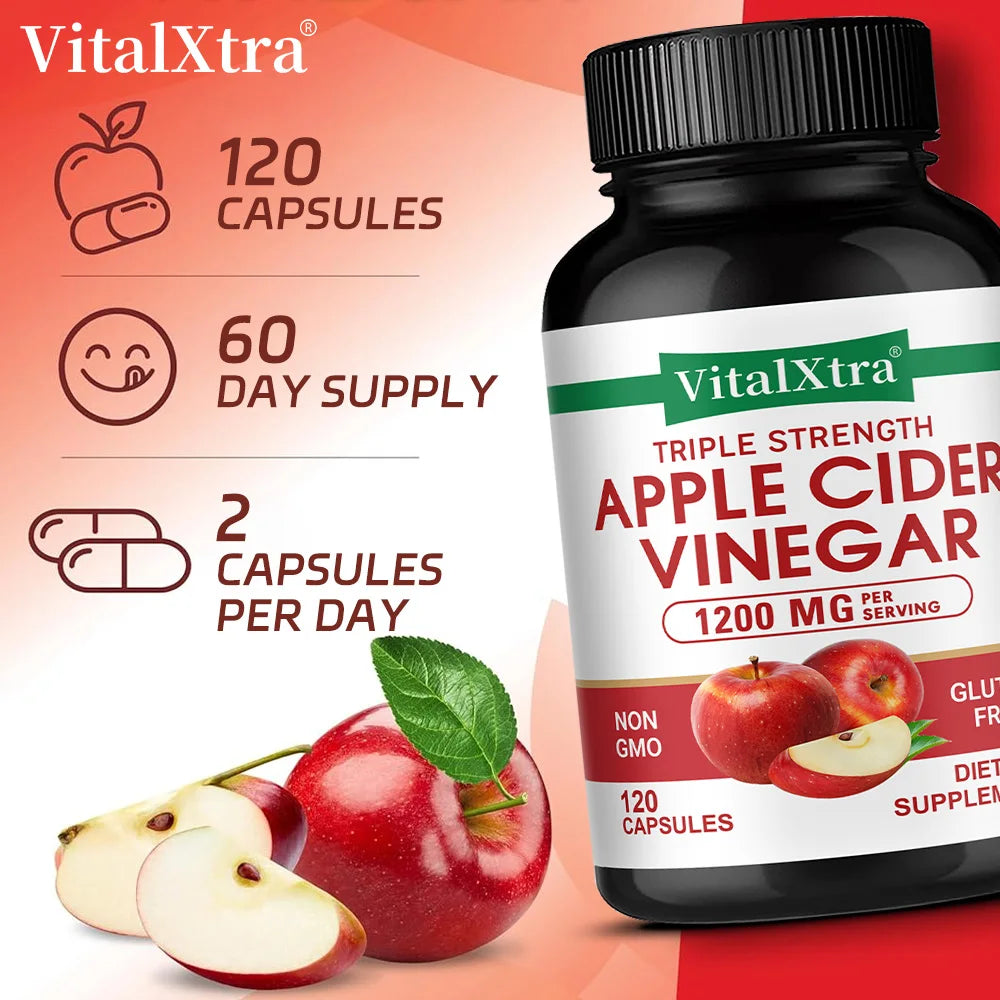 Apple Cider Vinegar Supplement - Promote Metabolism and Digestion, Detox, Gut and Immune Health, 120 Vegan Capsules Healthy supplements