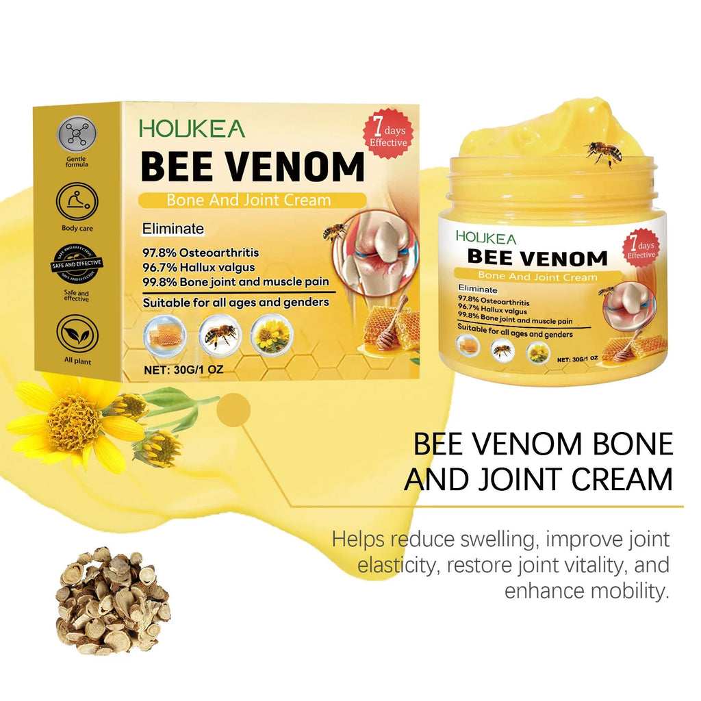 Houkea Bee Venom Joint Bone Care Cream Repair Muscle Hurt Relief Rheumatoid Pain Arthritis Treatment Body Knee Soothing Creams Healthy supplements