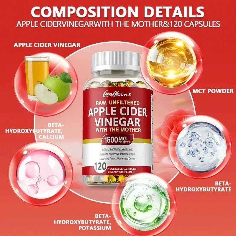 Apple Cider Vinegar Capsules - Supplement B Vitamins, Weight Management, Detox, Relieve Bloating and Constipation, Fat BurnerSup