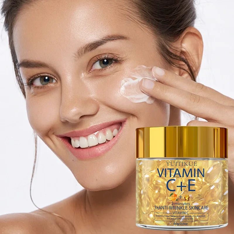 YUITIKUE Vitamin C + E Anti-Wrinkle Capsules - 60g 2-Minute 3x Anti-Aging Skincare for Smooth, Firm & Glowing Skin Healthy supplements